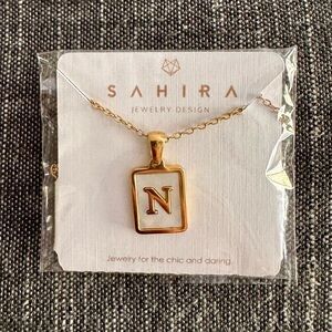 NWT Sahira Gold with Mother of Pearl Initial Necklace - “N”